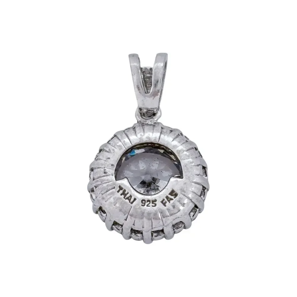 FAS Halo Cubic Zirconia Pendant | Sterling Silver 925 Thai Jewelry - Picture 3 of 10